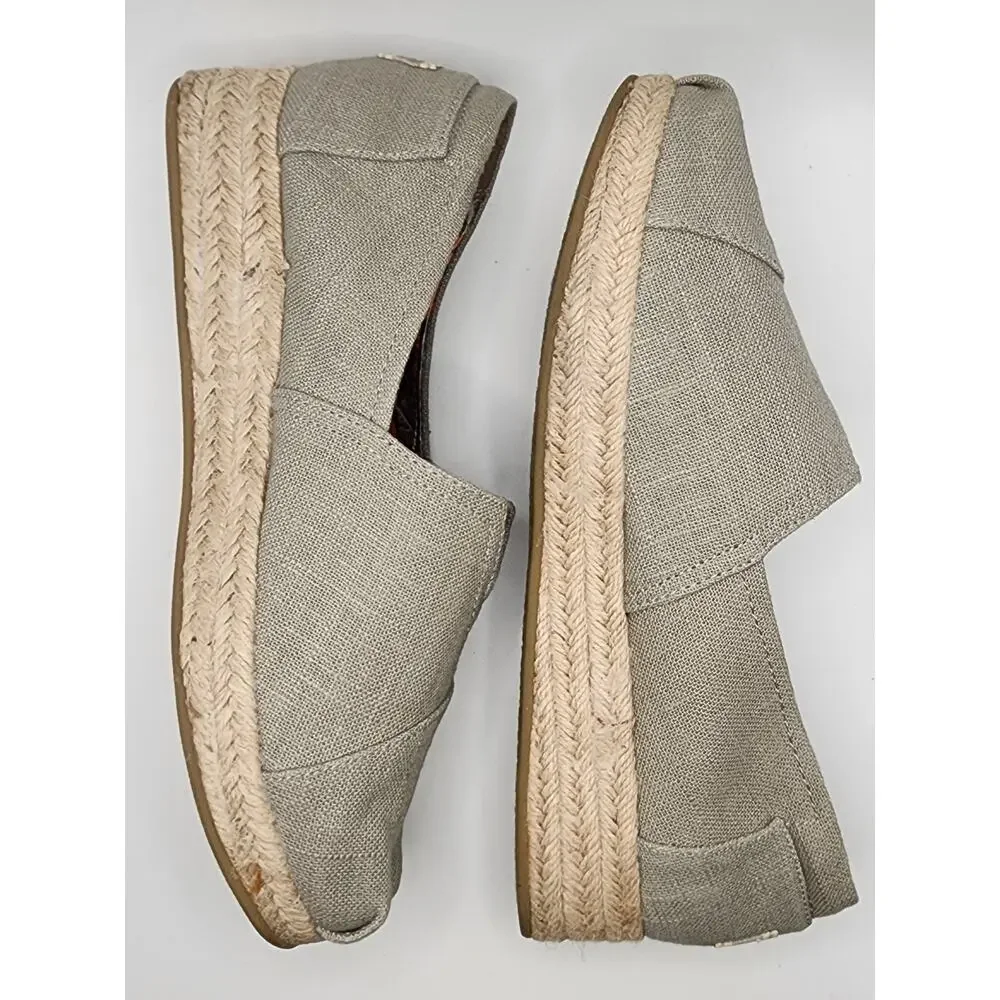 Women's 9.5 BOBS from Skechers Memory Foam Taupe Espadrille Wedge Shoes